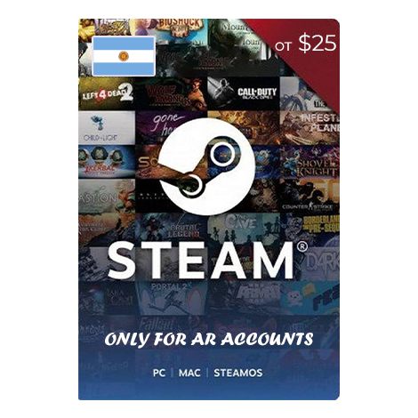 Steam Wallet подарочная карта для Аргентины от 25 Долларов
